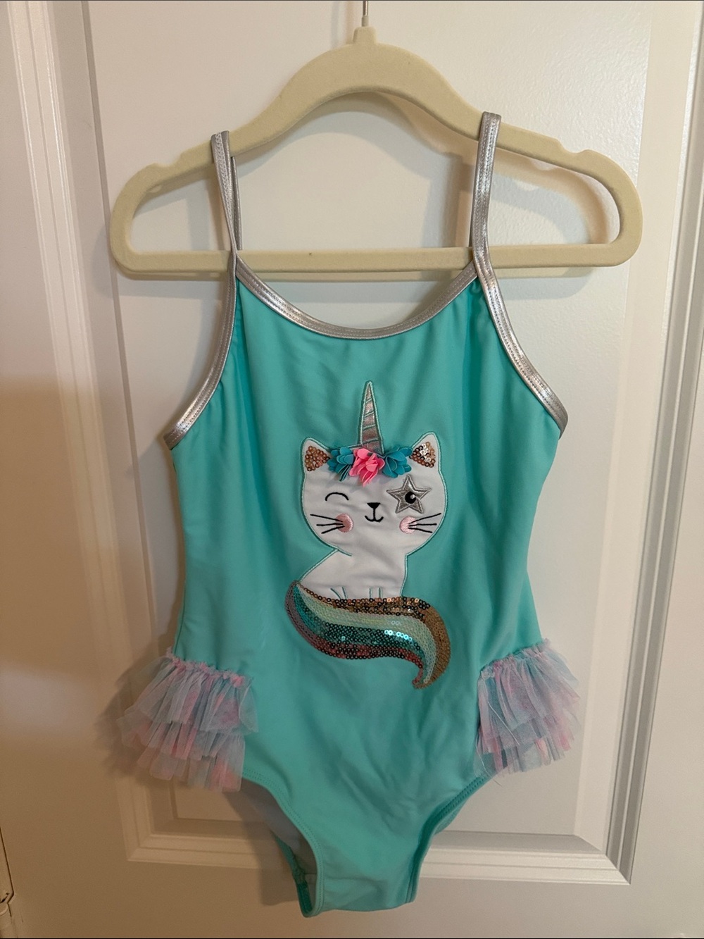 Flapdoodles Light Turquoise Tank Top with Silver Trim